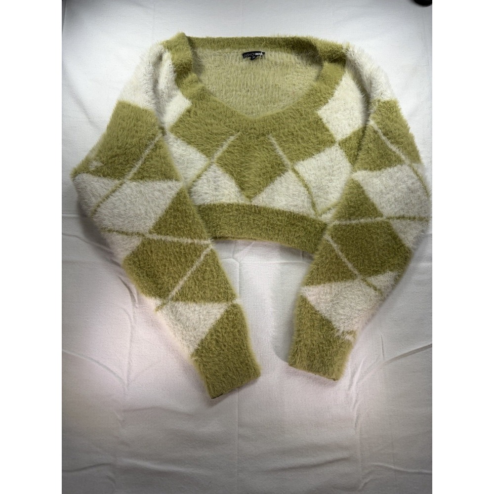 Women's New Fashion Pullover Sweater Size Large Green and White